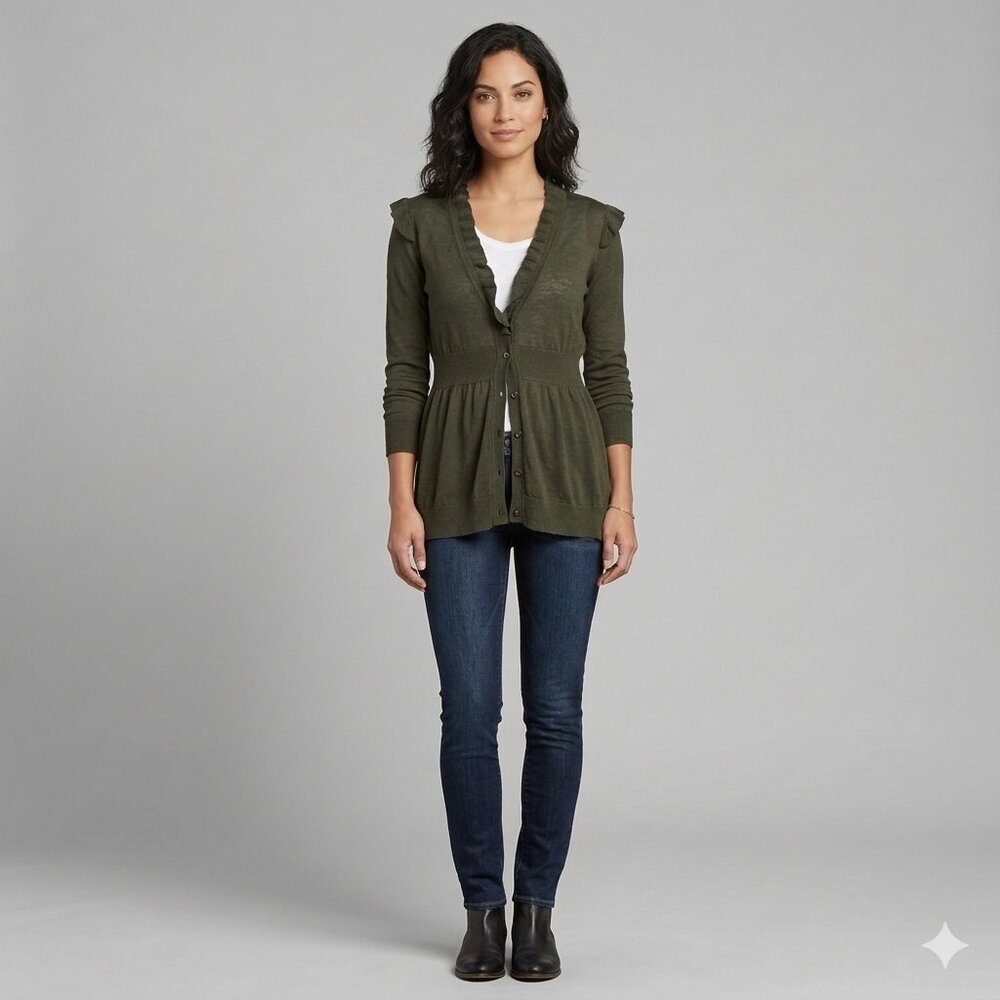 MM Couture Dark Green Light Cardigan